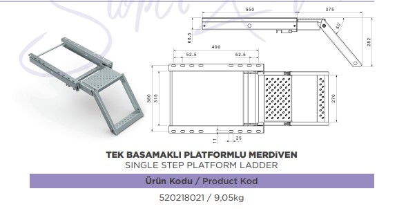 MERDIVEN TEK BASAMAKLI PLATFORMLU ALMANYA